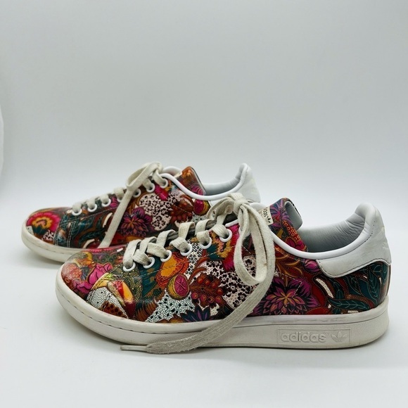 ADIDAS STAN SMITH WOMENS COLORFUL FLORAL & FRUITY LACE UP LEATHER SNEAKERS SZ 7 - Picture 3 of 15